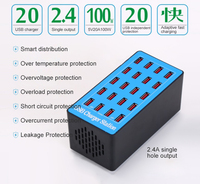 Station de charge USB intelligente 20 ports 100W, adaptateur haute puissance pour téléphones mobiles