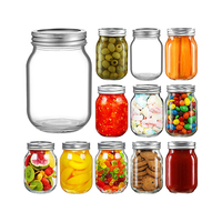 Bocal en verre à large ouverture personnalisé de 4 oz, 8 oz, 12 oz, 16 oz, 32 oz, 1500 ml, 2000 ml avec couvercle de type split pour la mise en conserve, la confiture, le miel et le stockage alimentaire