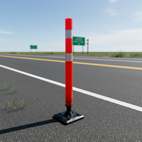 Delineador Tubular Flexible Roadsafe, Altura Personalizable / Base Flexible de PE+PP de 1.1 kg, Poste de Advertencia Vial para Tráfico