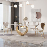 Table à manger rectangulaire en marbre, style luxe léger, durable, avec chaises, mobilier moderne pour la maison, idéale pour les petits espaces