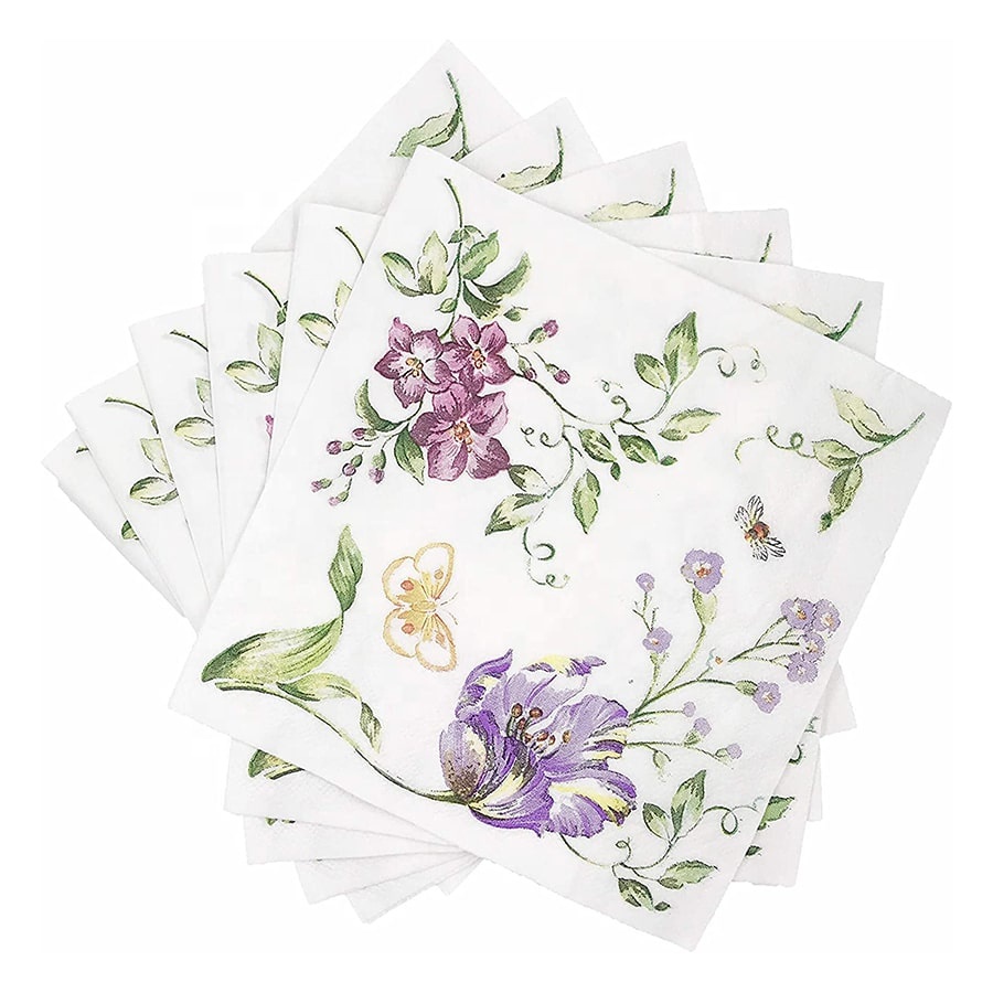 Бумажные салфетки 33x33 см в виде цветов и бабочек для свадебной вечеринки