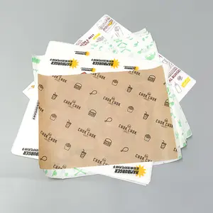 Benutzer definierte Restaurant Branded Newspaper Gedruckte fett dichte Candy Sandwich Wrap Verpackung Trocken wachs beschichtete Papierrolle für Deli Food