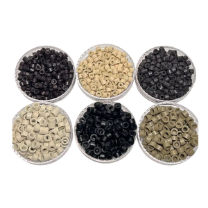 1000 adet/şişe 5mm silikon kaplı mikro yüzükler linkler boncuk için saç ekleme aracı için insan saçı postiş saç ekleme - Product Image 1