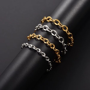 Bracelet ovale simple en acier inoxydable style hip-hop, chaîne de cheville à maillons rolo, chaîne de poignet basique, bijoux de mode exquis - Product Image 2