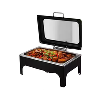 Langlebiges 9L Rechteckiges Glas & Edelstahl Luxus-Chafing Dish Buffet-Set mit Gasheizung für Hotel- und Restaurantnutzung