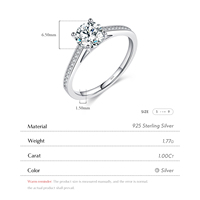 Bague de fiançailles classique en argent sterling 925, bijoux avec diamant de laboratoire couleur D 1 carat, bague en moissanite pour femmes