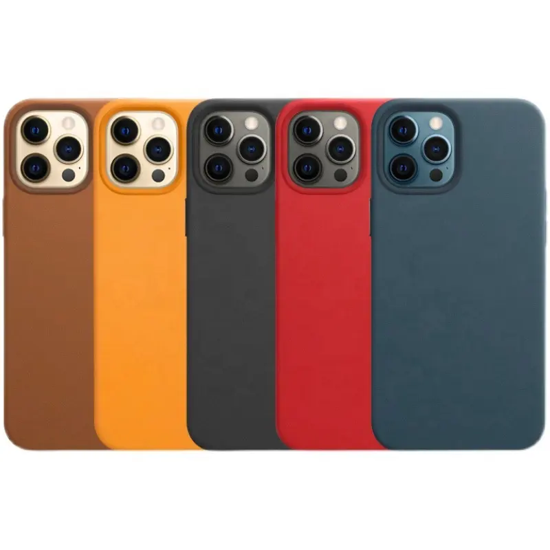 Étui de téléphone en cuir PU d'approvisionnement d'usine étui mince antichoc étanche étui mobile de couleur unie d'origine pour iPhone 15 14 13 12 11