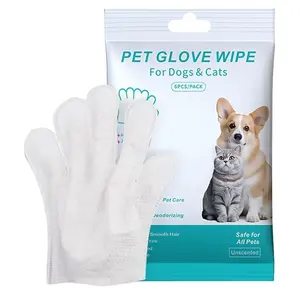 Private Label Wash Free Pet Bathing Glove Wipes For Dogs   Cats Cleaning