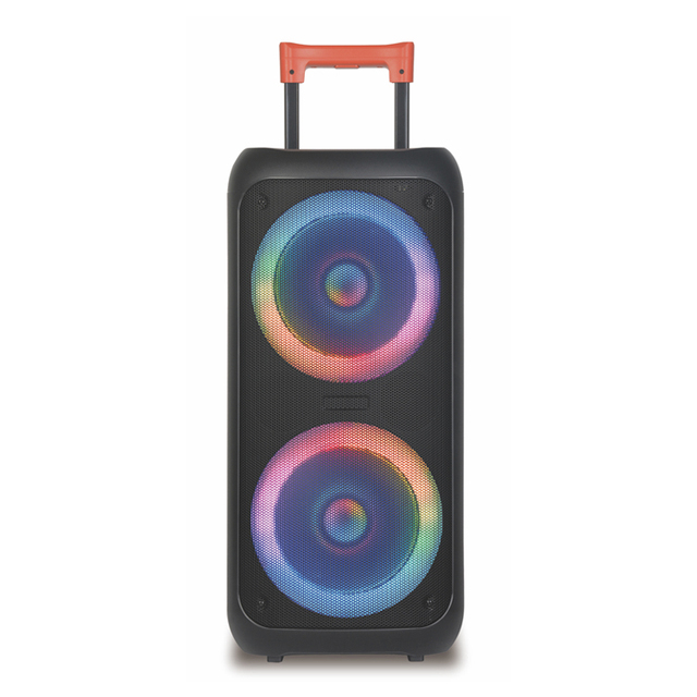 Dual 8 Inch with LED Circle Light 100 Watt Big Power Heavy Bass Dj Audio Sound Portable Rechargeable Wireless Party Box Speaker