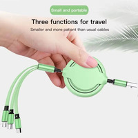 Kabel usb 3in 1 portabel mini, 1.2 meter kualitas tinggi multifungsi kabel pengisi daya usb untuk pengisian ponsel