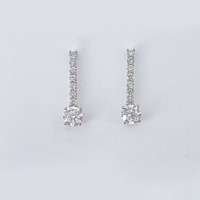 Boucles d'oreilles pendantes en or blanc 18 carats avec diamants de laboratoire, boucles d'oreilles fines et tendance, boucles d'oreilles statement avec diamants de laboratoire