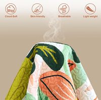 Parure de lit personnalisée, couvre-lit en tissu microfibre de qualité avec motif végétal brodé, rembourrage de drap plat en polyester pour l'hiver