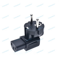 Adaptateur de conversion de prise d'alimentation EU 4,8 mm 2 broches vers IEC320 C13, 10A 250V, 90 degrés, C13 vers CEE7/7, rallonge CA pour UPS PDU