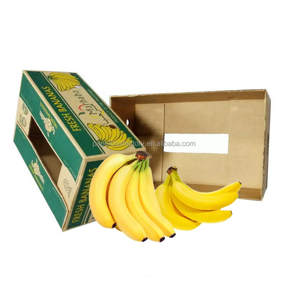 Boîte en carton banane d'emballage recyclé personnalisé 5 plis ondulé pour fruits et légumes frais