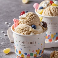 Coupe cône gaufré à la crème glacée jetable de 8oz personnalisée pour dessert, yaourt, gâteau au fromage bol de tasse de crème glacée