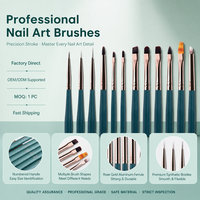 Pinceau à ongles professionnel Huamu avec logo personnalisé, manche en bois antidérapant, poils en nylon doux, liner ovale, outils de manucure