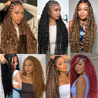 Ekstensi Rambut Manusia Deep Wave Boho Braids, 100% Virgin, Bebas Kusut, Dapat Diwarnai, Berbagai Warna, Grosir Senmu Beauty