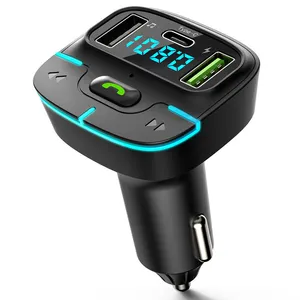 Dual USB Type C PD FM Transmitter Fast Charging Charger Car Mp3 Player Handsfree Car Kit Car Radio FM Modulator