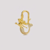 Porte-clés de luxe plaqué or avec strass, motif animal mignon, fleur, fraise, breloque brillante pour sac à main, pendentif pour sac, cadeau pour femme