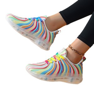 2026 Women's Stripe Casual Sneakers Breathable Platform Lace-Up Walking Shoes with Rubber Insole Walking Style Shoes - Product Image 5