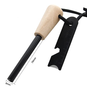 Mango de madera respetuoso con el medio ambiente, pedernal, encendedor de varilla de magnesio y ferrocerio - Product Image 2