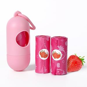 Sacs à déjections canines biodégradables et compostables personnalisés en gros, écologiques, avec poignée, en rouleaux, imprimés - Product Image 1