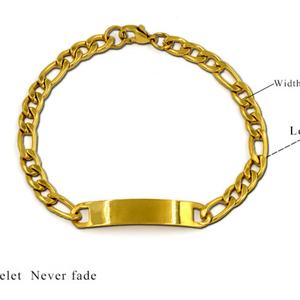 Pulsera de Cadena con Nombre y Logotipo Personalizado OEM/ODM, Joyería de Acero Inoxidable, Chapada en Oro de 18K, Grabada, para Hombre y Mujer - Product Image 3