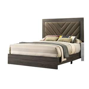 DB Contemporary 1pc <b>Queen</b> Bed Soft Double Bedroom Furniture Upholstered Gray Finish <b>Headboard</b> Bedframe Rubberwood 1pc Bedframe - Product Image 2