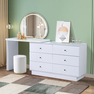 Muebles para el hogar diseño moderno simple precio al por mayor tocador de madera maquillaje tocador con espejo y cajones para el dormitorio - Product Image 2