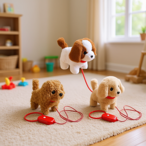 Jouet électronique pour chien filaire Amici Pets, peluche de 19 cm, animal de compagnie qui marche avec laisse rouge pour les enfants - Product Image 3