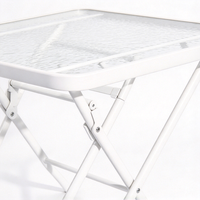 Nouvelle table pliante portable en verre durable avec cadre antirouille et plateau en verre trempé motif vague d'eau, idéale pour jardin et café