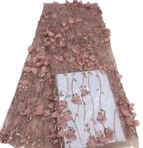 Wholesale Luxury 3D Bridal <strong>Lace</strong> <strong>Fabric</strong> Handmade French Tulle <strong>Heavy</strong> Beaded Embroidered <strong>Lace</strong> High Textile for Garments 5 Yards - Product Image 5