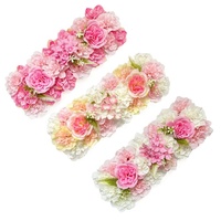 Panneau mural de fleurs artificielles en gros, fait main, avec rangée de roses et d'hortensias, pour arche de fond, décoration murale de mariage