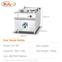 Marmite à gaz et cuve profonde en acier inoxydable avec robinet de vidange de sécurité, système bain-marie à double enveloppe, économie d'énergie et réduction du bruit