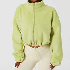 Veste <span class=keywords><strong>de</strong></span> <span class=keywords><strong>sport</strong></span> en cachemire d'extérieur avec logo personnalisé pour femmes, <span class=keywords><strong>pull</strong></span> d'automne à col montant et ample, <span class=keywords><strong>pull</strong></span> court décontracté pour femmes - Product Image 1