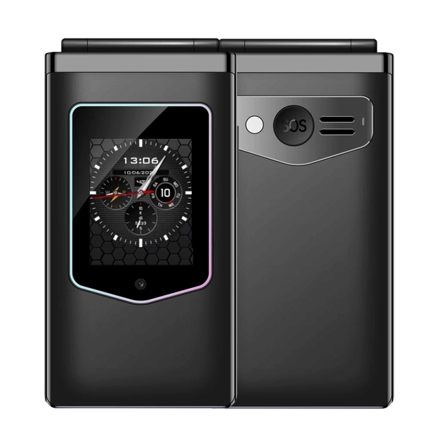 2024 Cheap Original EU Version HAMTOD T8 4G Flip Phone 2.8 Inch + 1.77 Inch , VoLTE, BT, SOS, OTG HAMTOD T8 4G Flip Phone