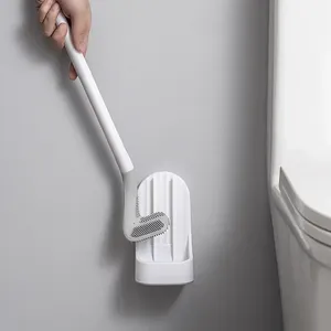 Brosse de toilette en silicone avec support de séchage pour rangement et organisation de salle de bain, outil de nettoyage de salle de bain, accessoires WC - Product Image 3
