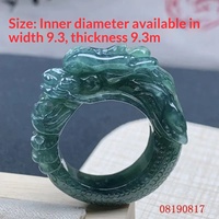 Cincin Jari Uniseks Tiga Dimensi Desain Naga Biru Jadeite Alami Hadiah Mewah dengan Sertifikat Penilaian