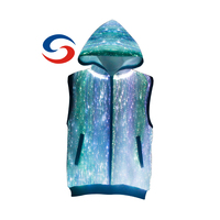 Veste à capuche pour homme en fibre optique LED lumineuse, fermeture éclair, vêtements d'automne