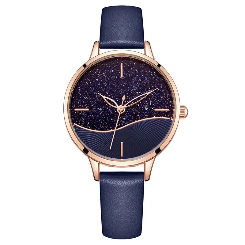 Women Fashion Blue Quartz Watch Lady Starry Sky Leather Watchband High Quality Casual Waterproof Wristwatch 2021 New Waches
