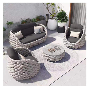 Meubles de jardin d'extérieur toutes saisons, haute qualité, ensemble de canapé de jardin 4 places, <span class=keywords><strong>chaise</strong></span> en corde tissée en polyester - Product Image 1