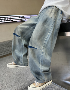 Plancton beau faire de vieux jeans CuHK Boy Boy Teen rétro high street jeans larges - Product Image 4