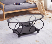 Table basse à thé à cinq anneaux table basse en verre ovale trempé table à thé