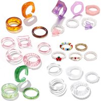Usine en gros Esthétique Acétate Coloré Résine Acrylique Lucite Épais Ouvert Anneaux Ronds Pour Femmes Filles Bijoux Accessoire Cadeaux