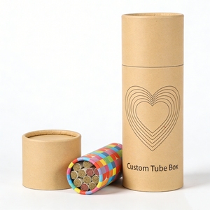 Boîte ronde en papier kraft brun écologique avec couvercle scellé, tube d'emballage cylindrique portable pour le rangement des pinceaux à aquarelle - Product Image 4
