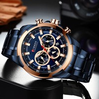 Jam Tangan Kasual CURREN 8361 Pria Mewah Original Quartz untuk Pria dengan Tali Stainless Steel, Jam Kronograf, Jam Tangan Pria