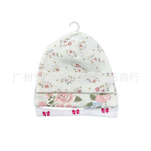 Venta al por mayor bebé recién nacido impreso sombreros fetales tres paquetes de lindo bebé con el mismo estilo de dibujos animados patrón sombreros - Product Image 2