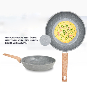 Juego de 5 piezas con tapas de vidrio, mangos de madera, apto para horno, diseño moderno para estufas de gas e inducción, juego de utensilios de cocina de cerámica antiadherentes. - Product Image 4