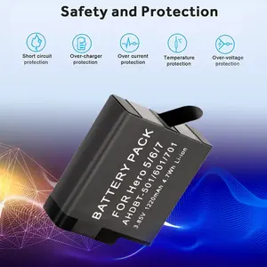 Pack complet de batteries de décodage pour <span class=keywords><strong>Gopro</strong></span> Hero <span class=keywords><strong>5</strong></span> Batterie 1220mAh Batterie rechargeable pour <span class=keywords><strong>Gopro</strong></span> Hero <span class=keywords><strong>5</strong></span> 6 7 - Product Image 6