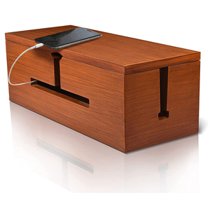 Wholesale Spacious Eco-Friendly Design Power Strip Hider Desk Wire Organizer Wooden Cable Management Box